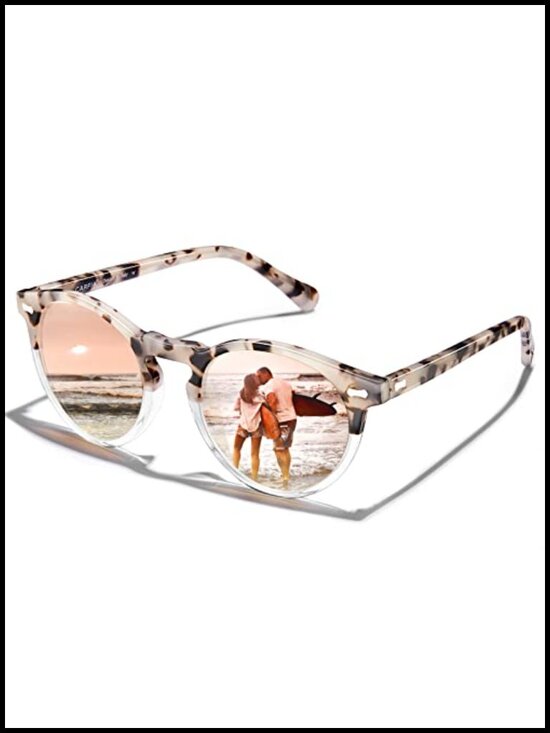 Retro Polarized Acetate Sunglasses for Women UV Protection Classic Round Shades main image 4